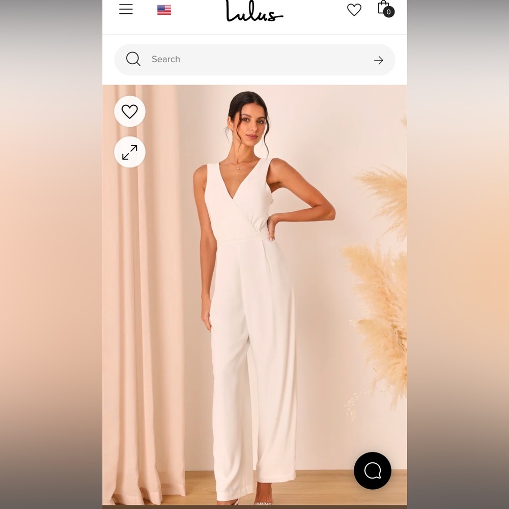 Kiska White Lace Wide-Leg Jumpsuit Size Large